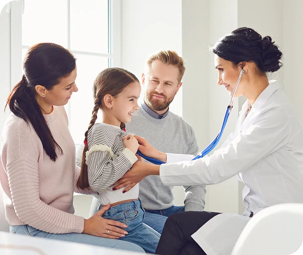 Child visiting the Doctor with their parents